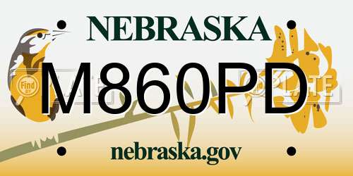 M860PD Nebraska License Plate