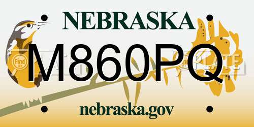 M860PQ Nebraska License Plate