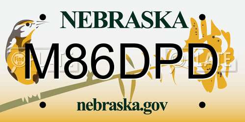 M86DPD Nebraska License Plate
