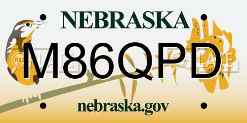 M86QPD Nebraska License Plate