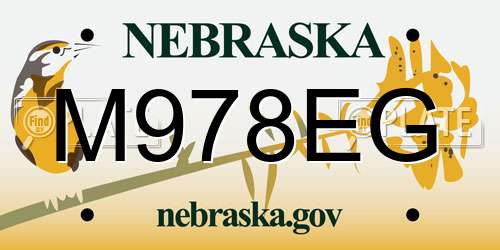 M978EG Nebraska License Plate