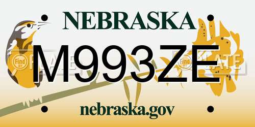 M993ZE Nebraska License Plate