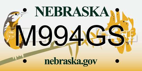 M994GS Nebraska License Plate