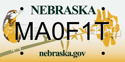 MA0F1T Nebraska License Plate