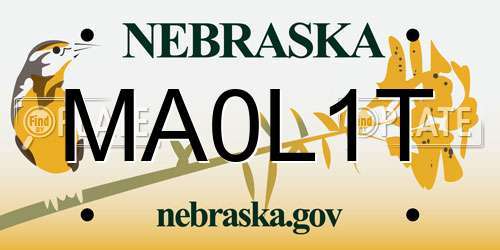 MA0L1T Nebraska License Plate
