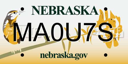 MA0U7S Nebraska License Plate