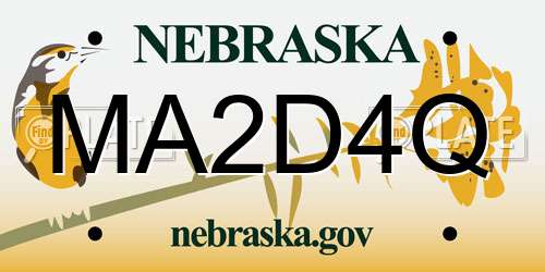 MA2D4Q Nebraska License Plate