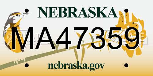 MA47359 Nebraska License Plate