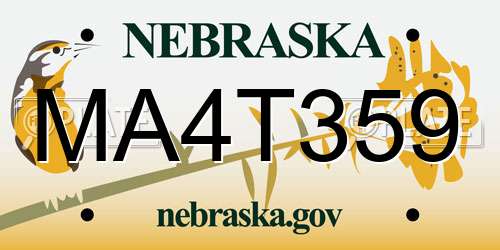 MA4T359 Nebraska License Plate