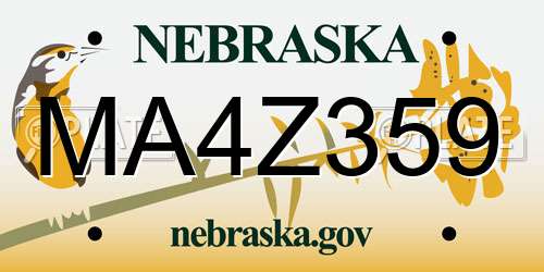 MA4Z359 Nebraska License Plate