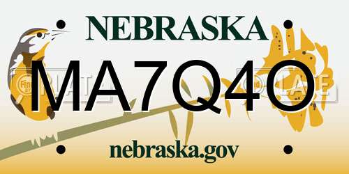 MA7Q4O Nebraska License Plate