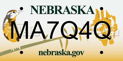 MA7Q4Q Nebraska License Plate