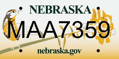 MAA7359 Nebraska License Plate