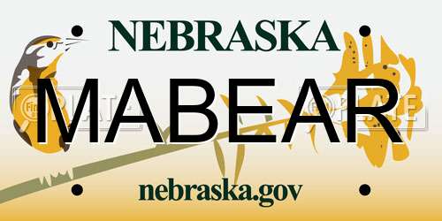 MABEAR Nebraska License Plate