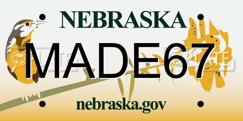 MADE67 Nebraska License Plate