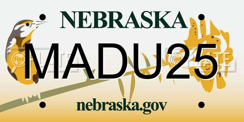 MADU25 Nebraska License Plate