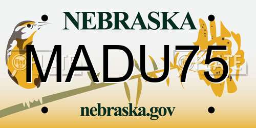 MADU75 Nebraska License Plate