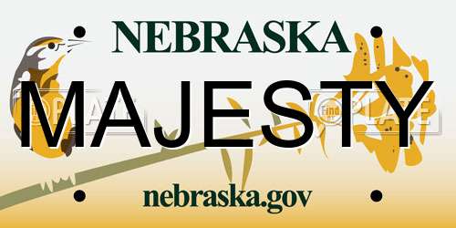 MAJESTY Nebraska License Plate