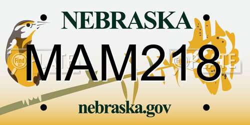 MAM218 Nebraska License Plate