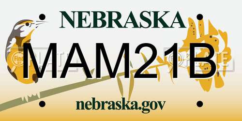 MAM21B Nebraska License Plate