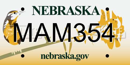 MAM354 Nebraska License Plate