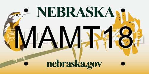 MAMT18 Nebraska License Plate