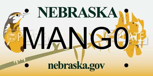 MANG0 Nebraska License Plate