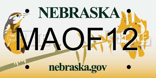 MAOF12 Nebraska License Plate