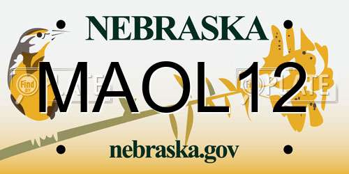 MAOL12 Nebraska License Plate