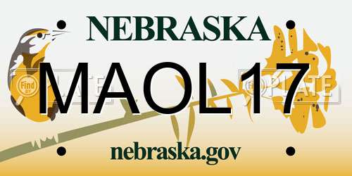 MAOL17 Nebraska License Plate