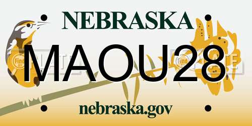 MAOU28 Nebraska License Plate