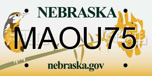 MAOU75 Nebraska License Plate