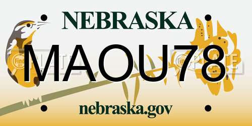 MAOU78 Nebraska License Plate