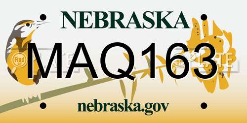MAQ163 Nebraska License Plate