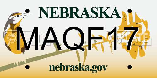 MAQF17 Nebraska License Plate