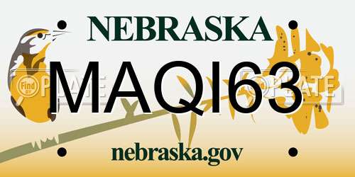 MAQI63 Nebraska License Plate