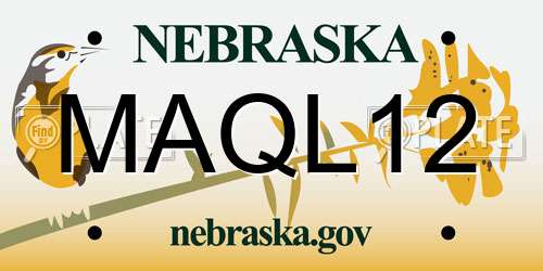 MAQL12 Nebraska License Plate