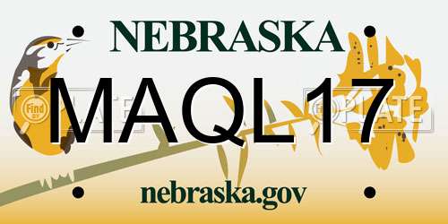 MAQL17 Nebraska License Plate
