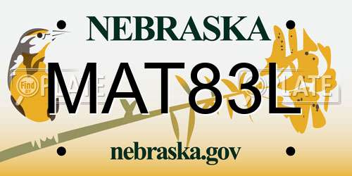 MAT83L Nebraska License Plate