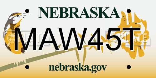 MAW45T Nebraska License Plate
