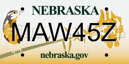 MAW45Z Nebraska License Plate