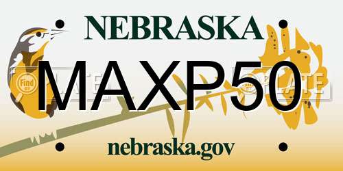 MAXP50 Nebraska License Plate