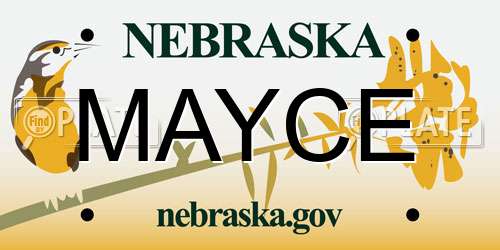 MAYCE Nebraska License Plate