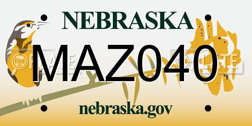MAZ040 Nebraska License Plate
