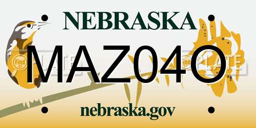 MAZ04O Nebraska License Plate