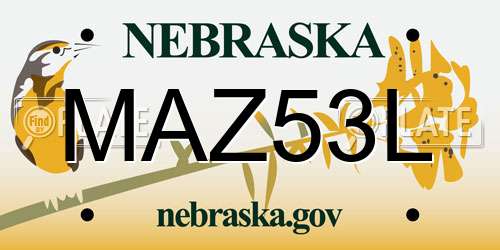 MAZ53L Nebraska License Plate