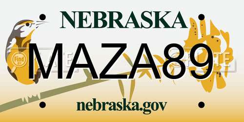 MAZA89 Nebraska License Plate