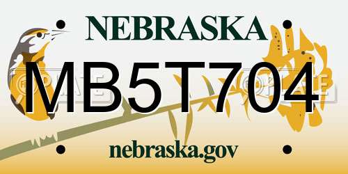 MB5T704 Nebraska License Plate