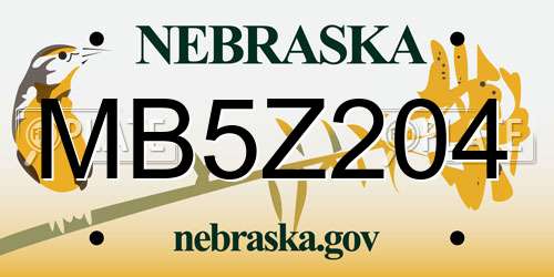 MB5Z204 Nebraska License Plate