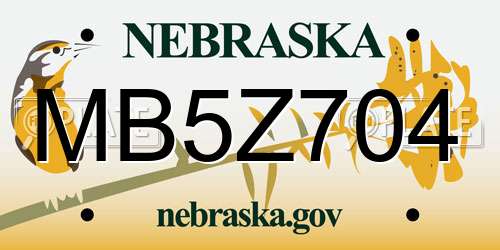 MB5Z704 Nebraska License Plate